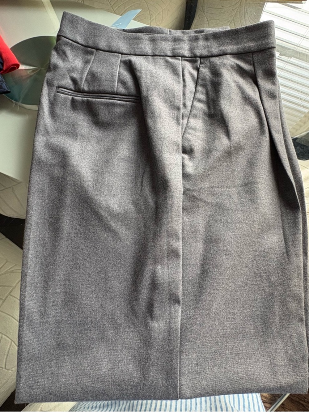 Ann Taylor Gray Straight-Leg Pleated Dress Pants - Picture 2 of 5